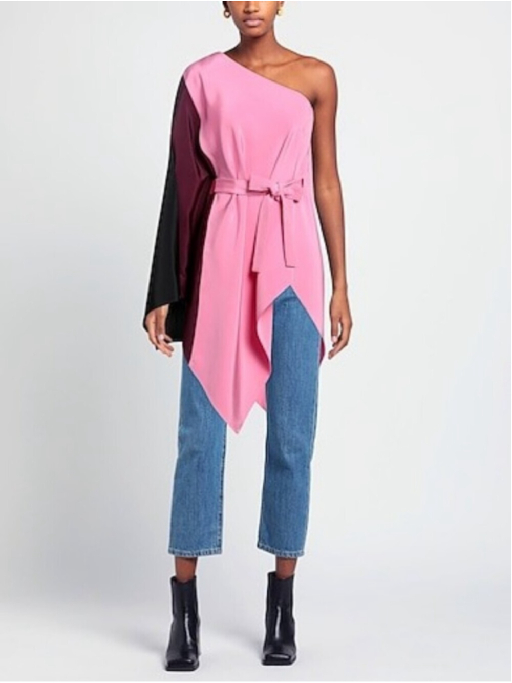 Etro one shoulder silk blouse size L(46) BNWT missing belt